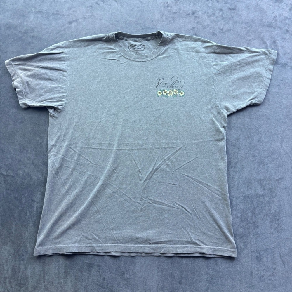 Ron Jon Surf Shop Myrtle Beach Hibiscus Graphic T-Shirt Gray Mens Large